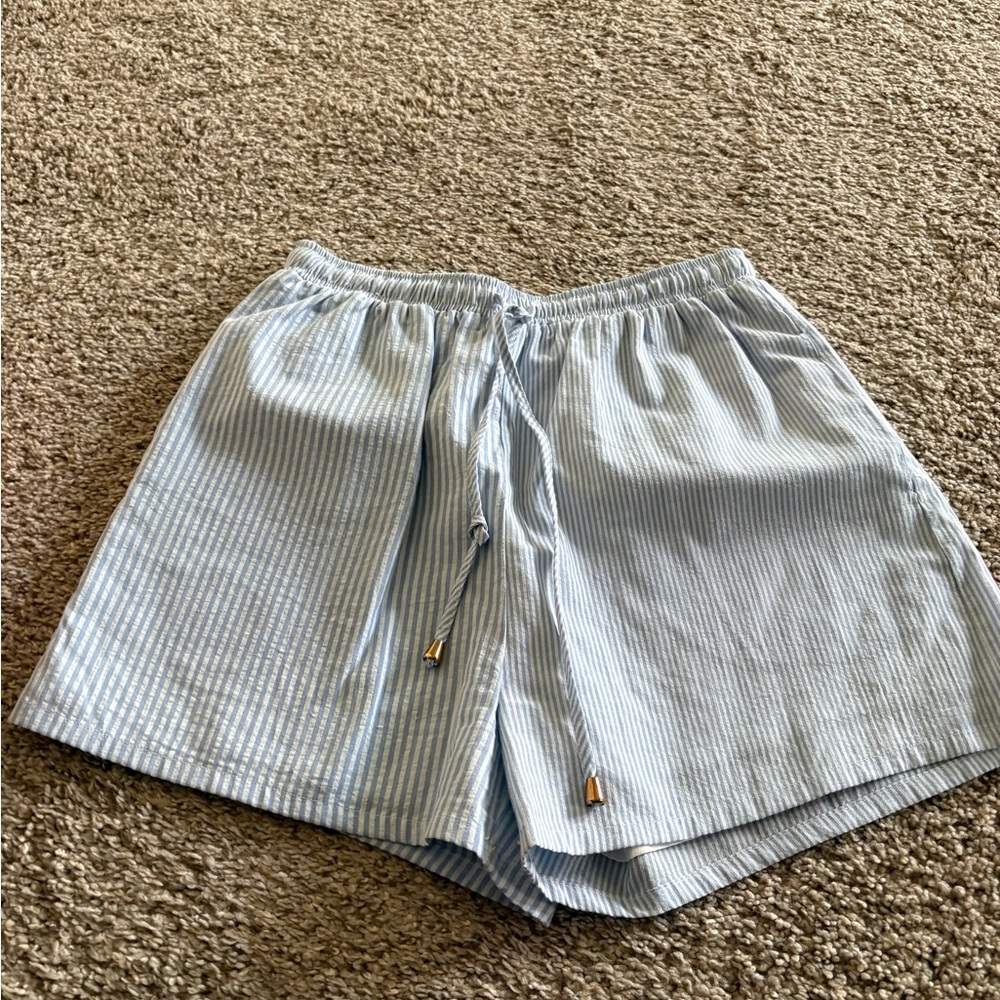 Blue Striped Women's Shorts